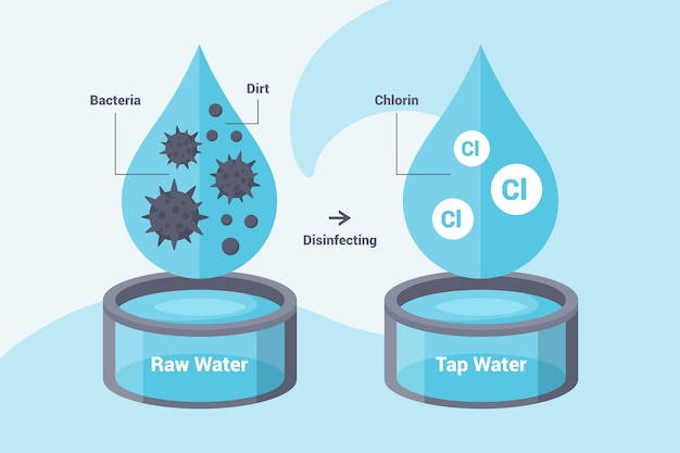 Raw water disinfected with chlorine illustration