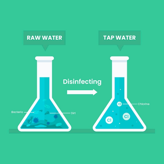 Raw water disinfected with chlorine