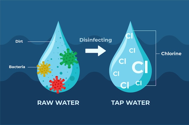 Free Vector raw water disinfected with chlorine