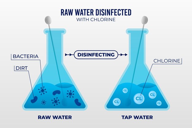 Raw water disinfected with chlorine