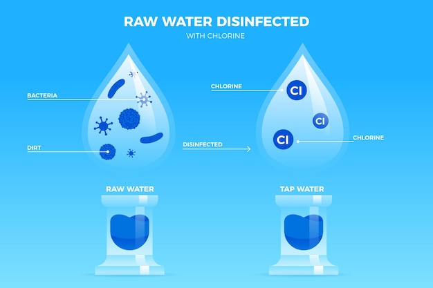 Raw water disinfected with chlorine