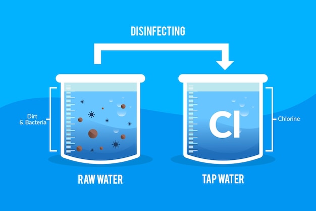 Free Vector raw water disinfected with chlorine