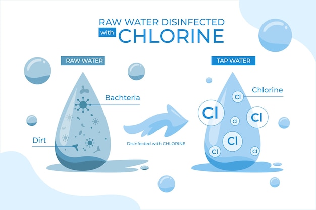 Raw water disinfected with chlorine