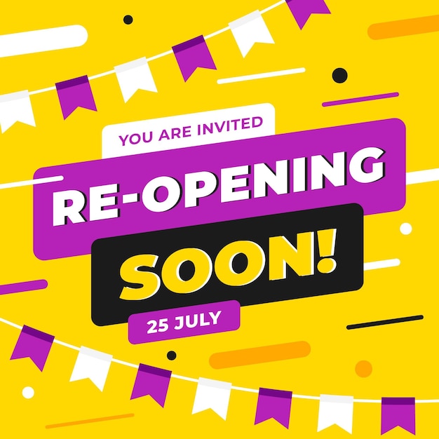 Free vector re-opening soon banner