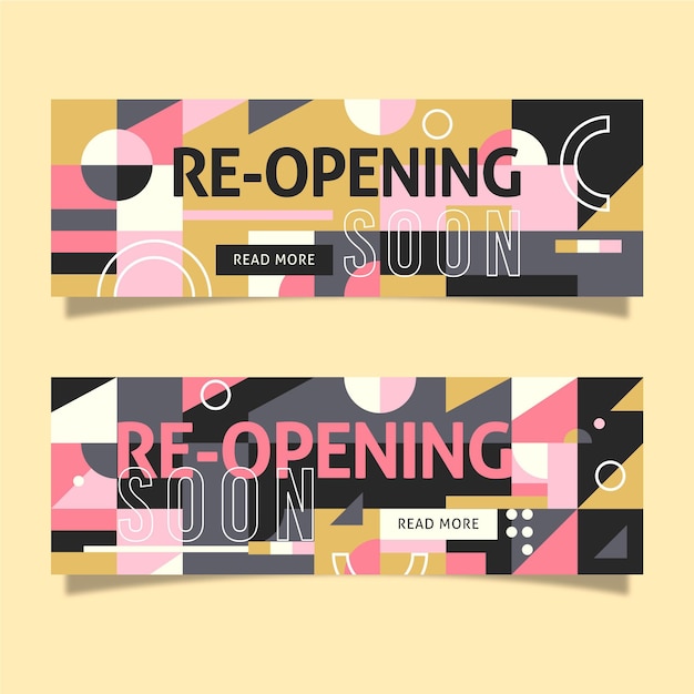 Free Vector re-opening soon banner