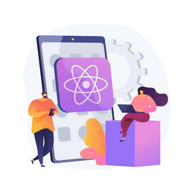 Free vector react native mobile app abstract concept   illustration. cross-platform native mobile app development framework, javascript library, user interface, operating system