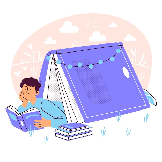 Free Vector reading book concept illustration