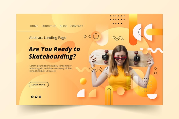 Ready for skateboarding landing page design template