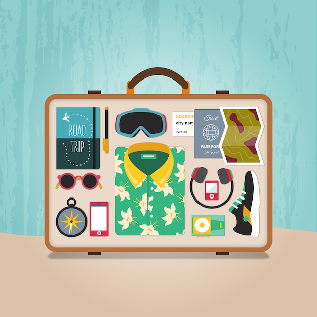 Free Vector ready suitcase