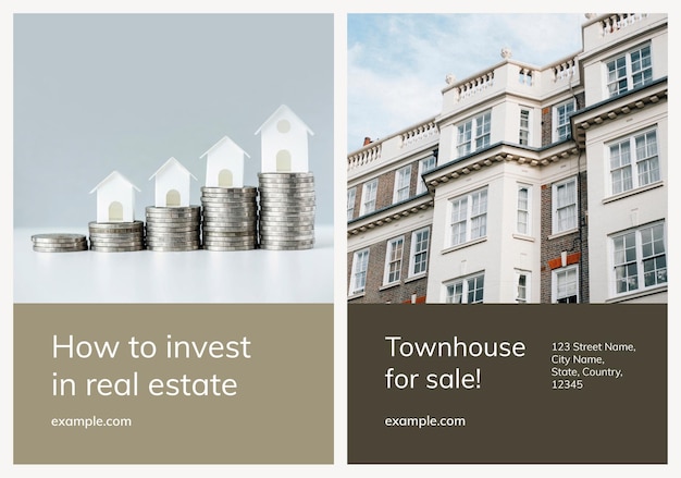 Free vector real estate advertising template business poster set