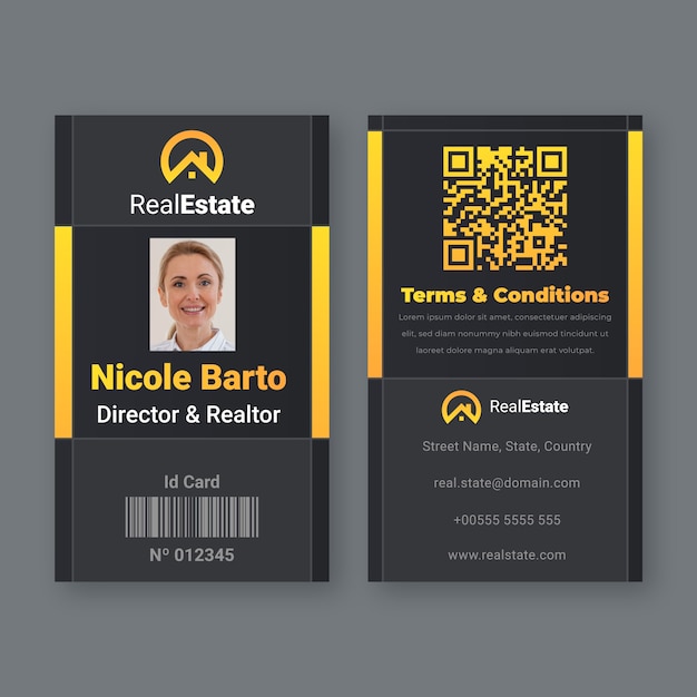 Real estate business id card template