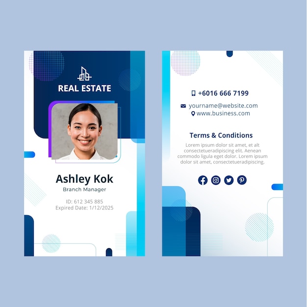 Real estate business id card template