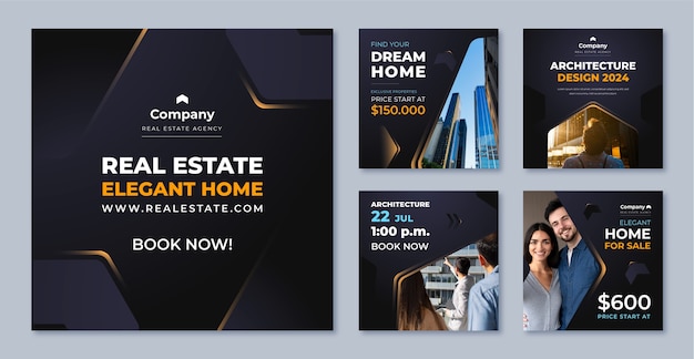 Free Vector real estate business  instagram posts