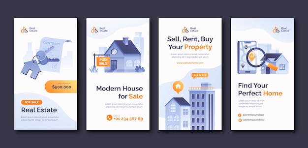 Free Vector real estate business instagram stories