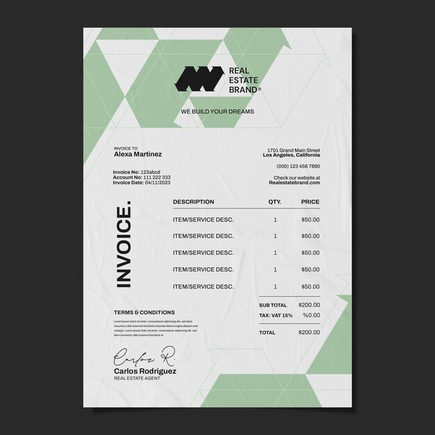 Real estate business invoice template