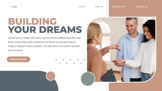 Free vector real estate business landing page template