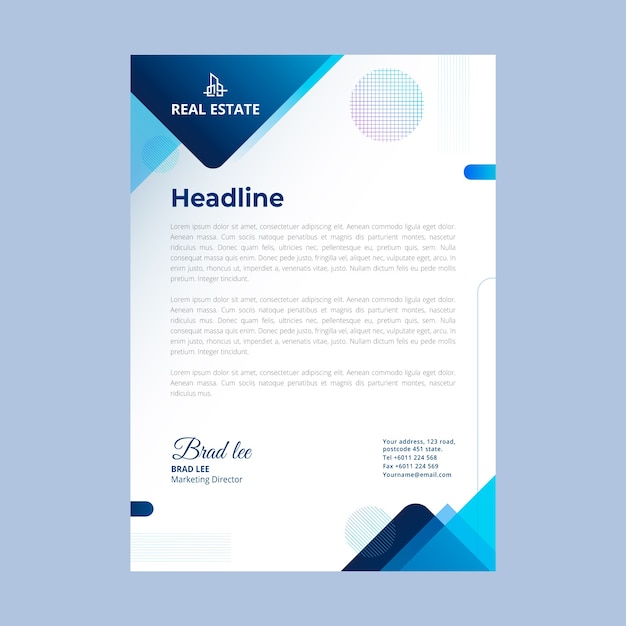 Real estate business letterhead template