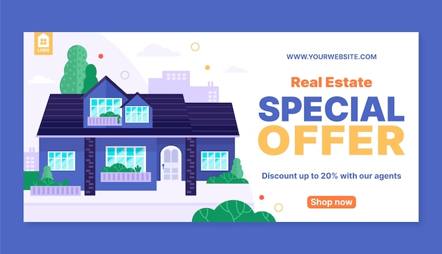 Free Vector real estate business sale banner template