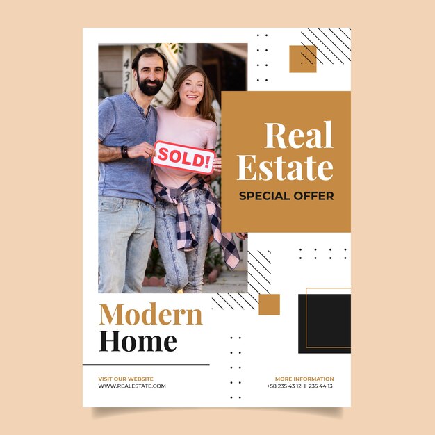 Real estate business vertical poster template