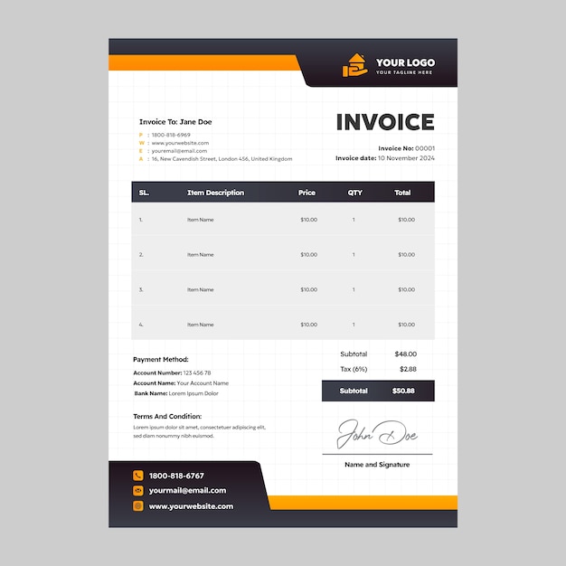 Free Vector real estate concept invoice template