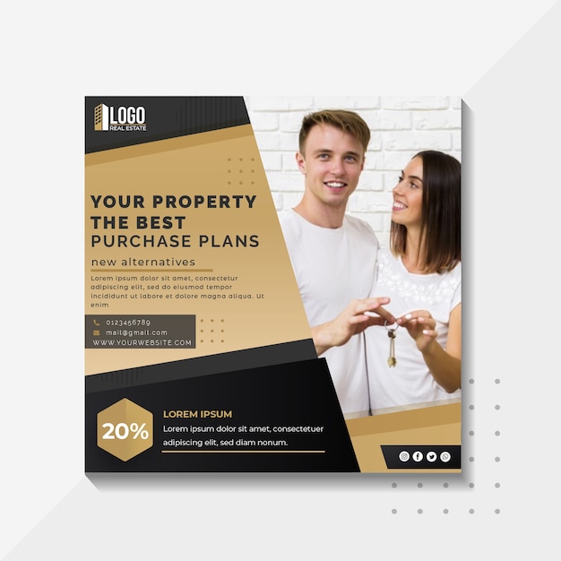 Free vector real estate flyer square