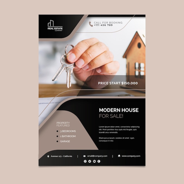 Free Vector real estate flyer vertical