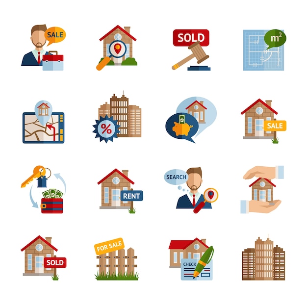 Free Vector real estate icons set