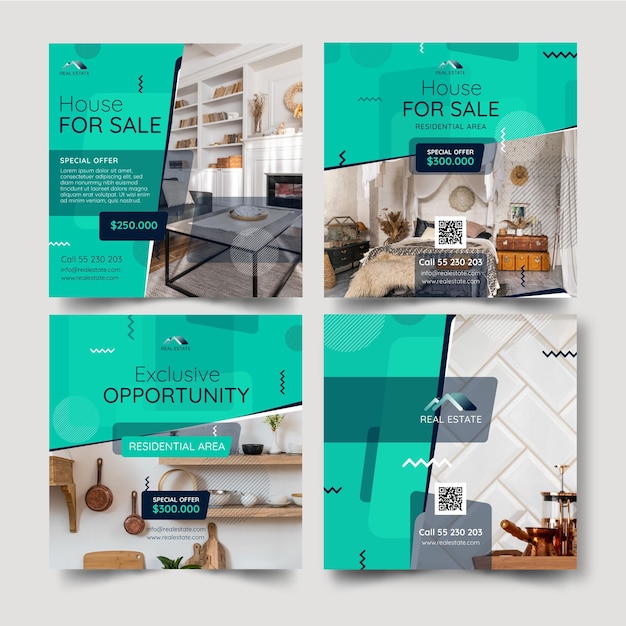 Free Vector real estate instagram posts