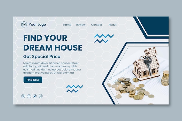 Free Vector real estate landing page template