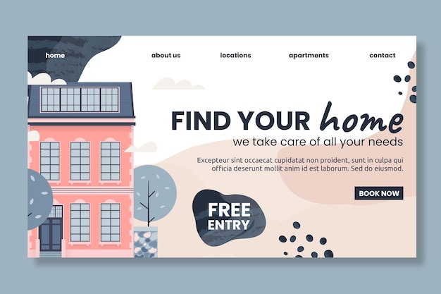 Free Vector real estate landing page template