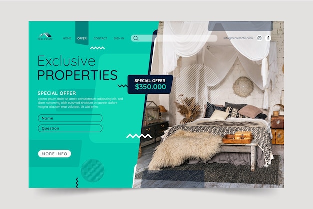 Free Vector real estate landing page template