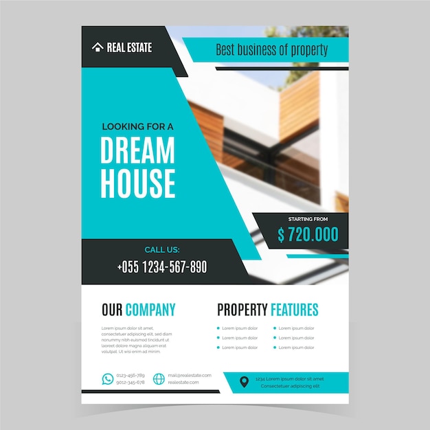 Free Vector real estate poster with photo