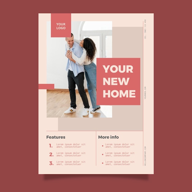 Free Vector real estate poster with photo