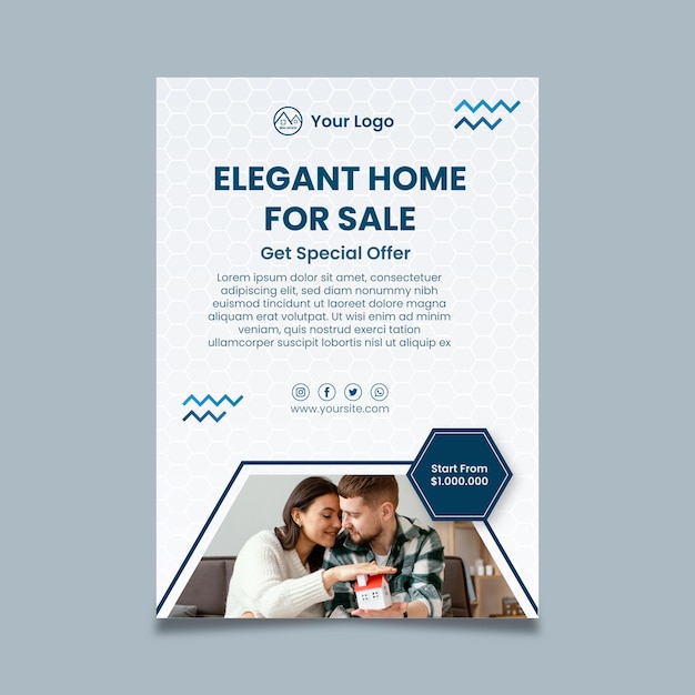 Free Vector real estate sale vertical flyer