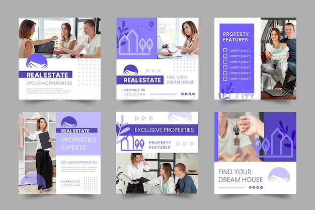 Free Vector real estate social media posts