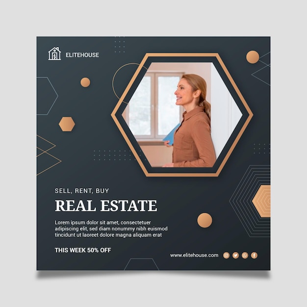 Free Vector real estate squared flyer template