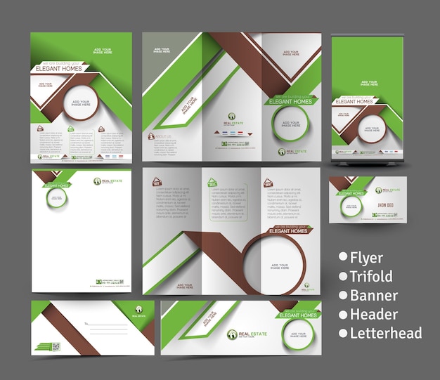 Free Vector real estate stationery set template design.