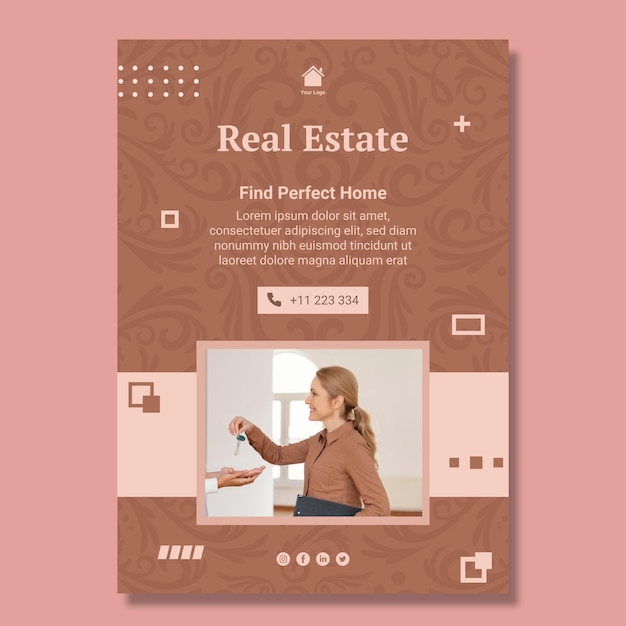 Free Vector real estate vertical flyer template