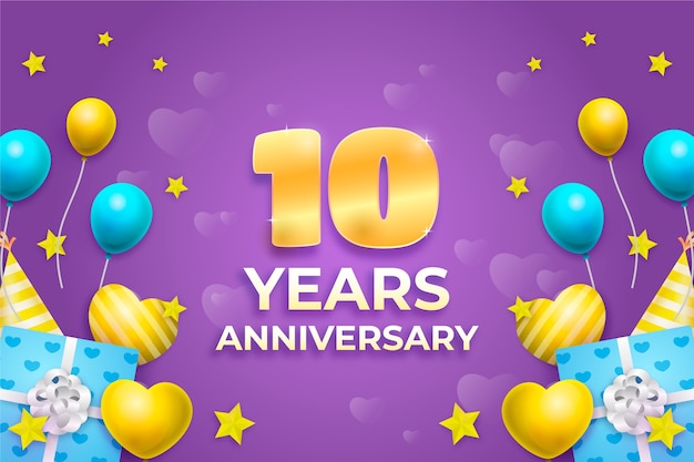 Realistic 10 years anniversary card