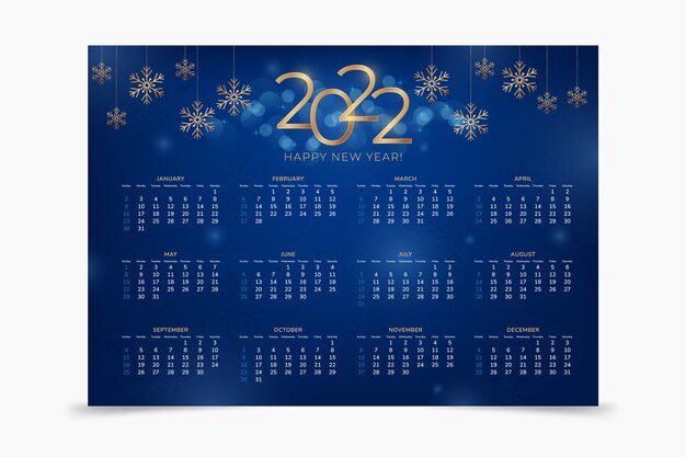 Free Vector realistic 2022 calendar template