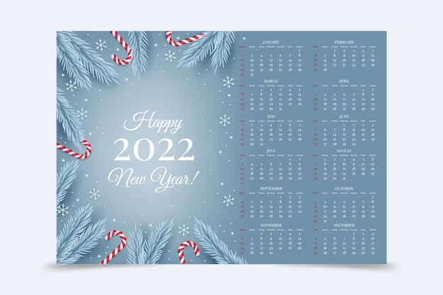 Free Vector realistic 2022 calendar template