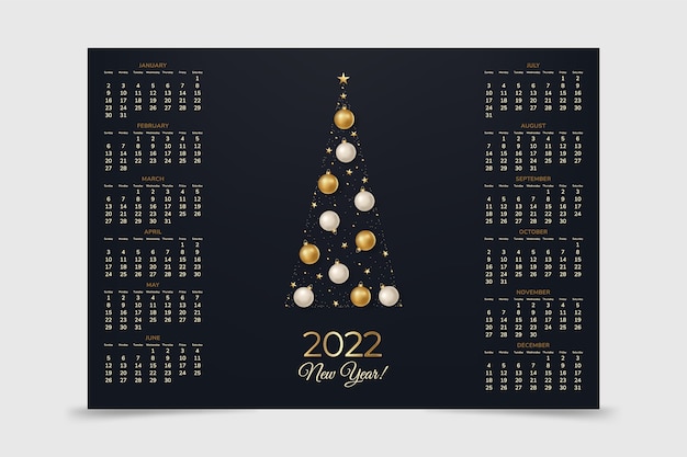 Free Vector realistic 2022 calendar template