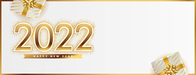 Realistic 2022 new year banner with gift boxes