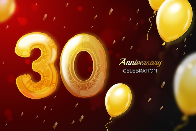 Free Vector realistic 30th anniversary or birthday