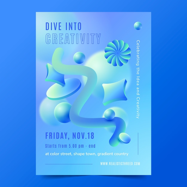 Realistic 3d abstract poster template