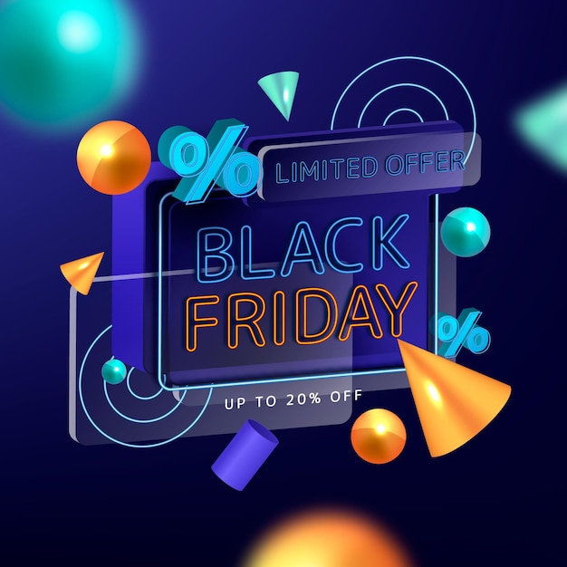 Realistic 3d black friday background