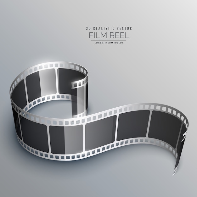 Realistic 3d film strip on grey background