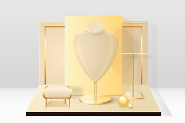 Realistic 3d jewelry showcase podium