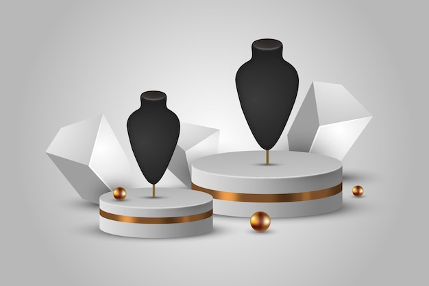 Free Vector realistic 3d jewelry showcase podium