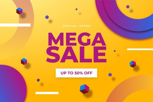 Realistic 3d sale background